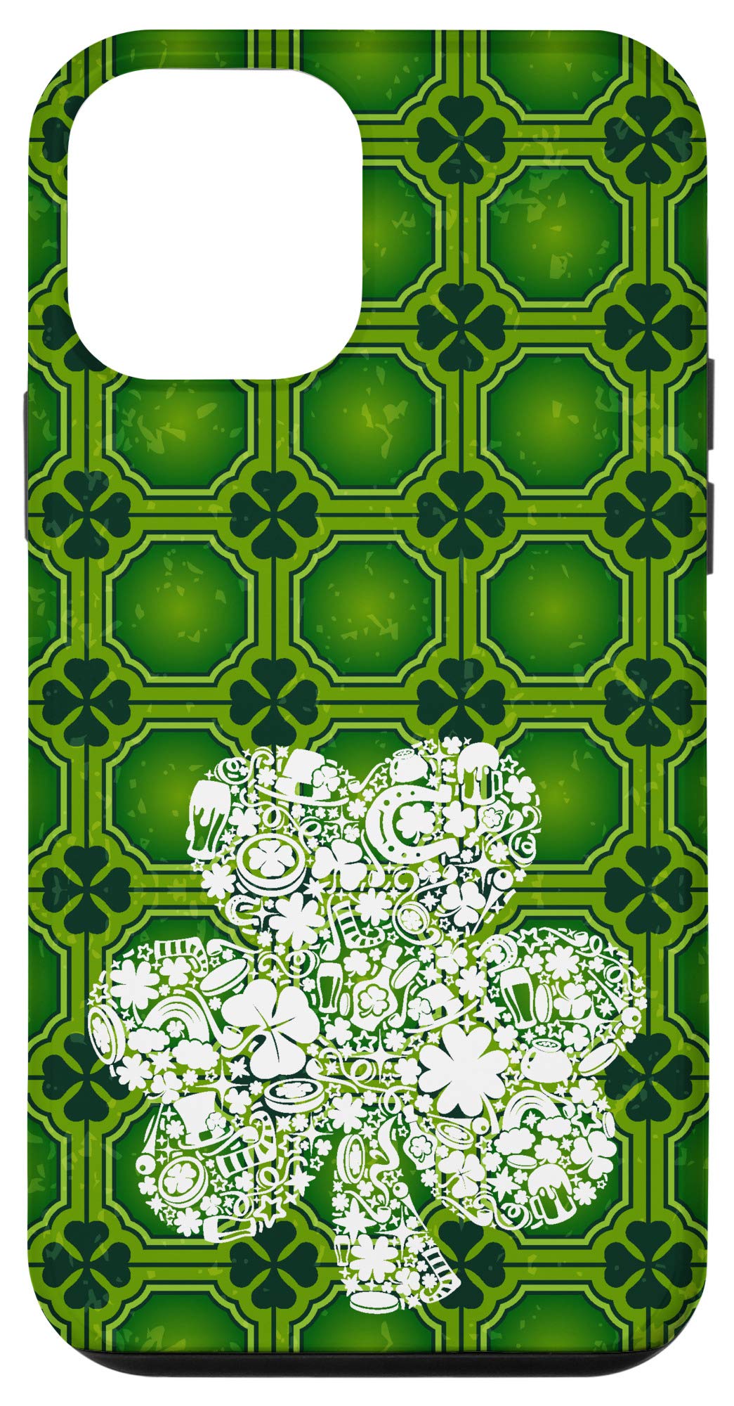 iPhone 12 Mini Phone Case - Green Irish Shamrock Pattern for St. Patrick's Day | Protective Cover for Daily Use, Parties & Festive Celebrations