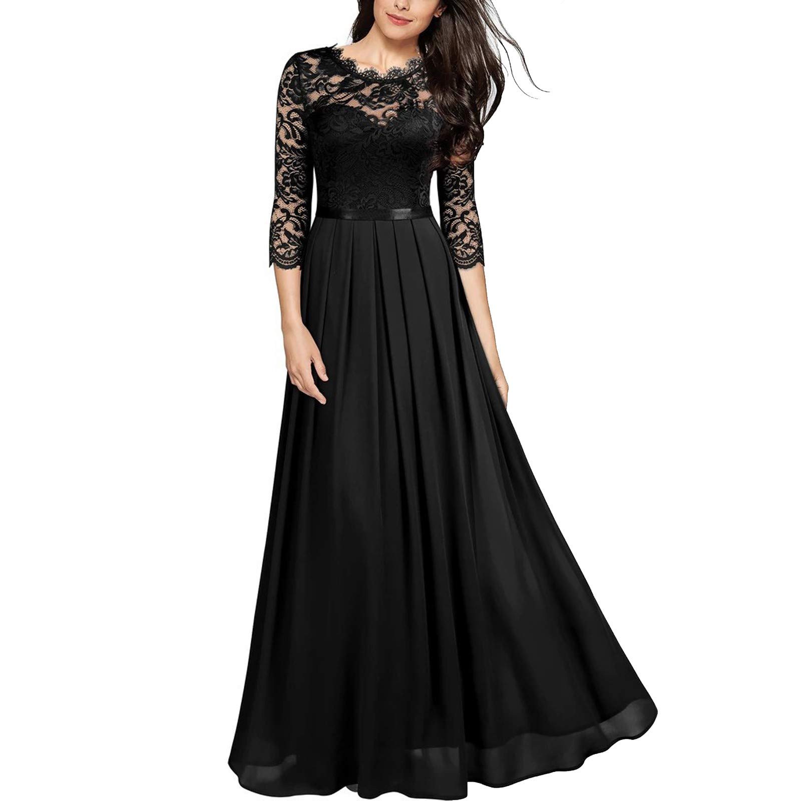 Elegant Women's Chiffon Lace Bridesmaid Dress for Evening Party & Special Occasions - Flowy Long Formal Gown for Weddings, Prom, Cocktail Events