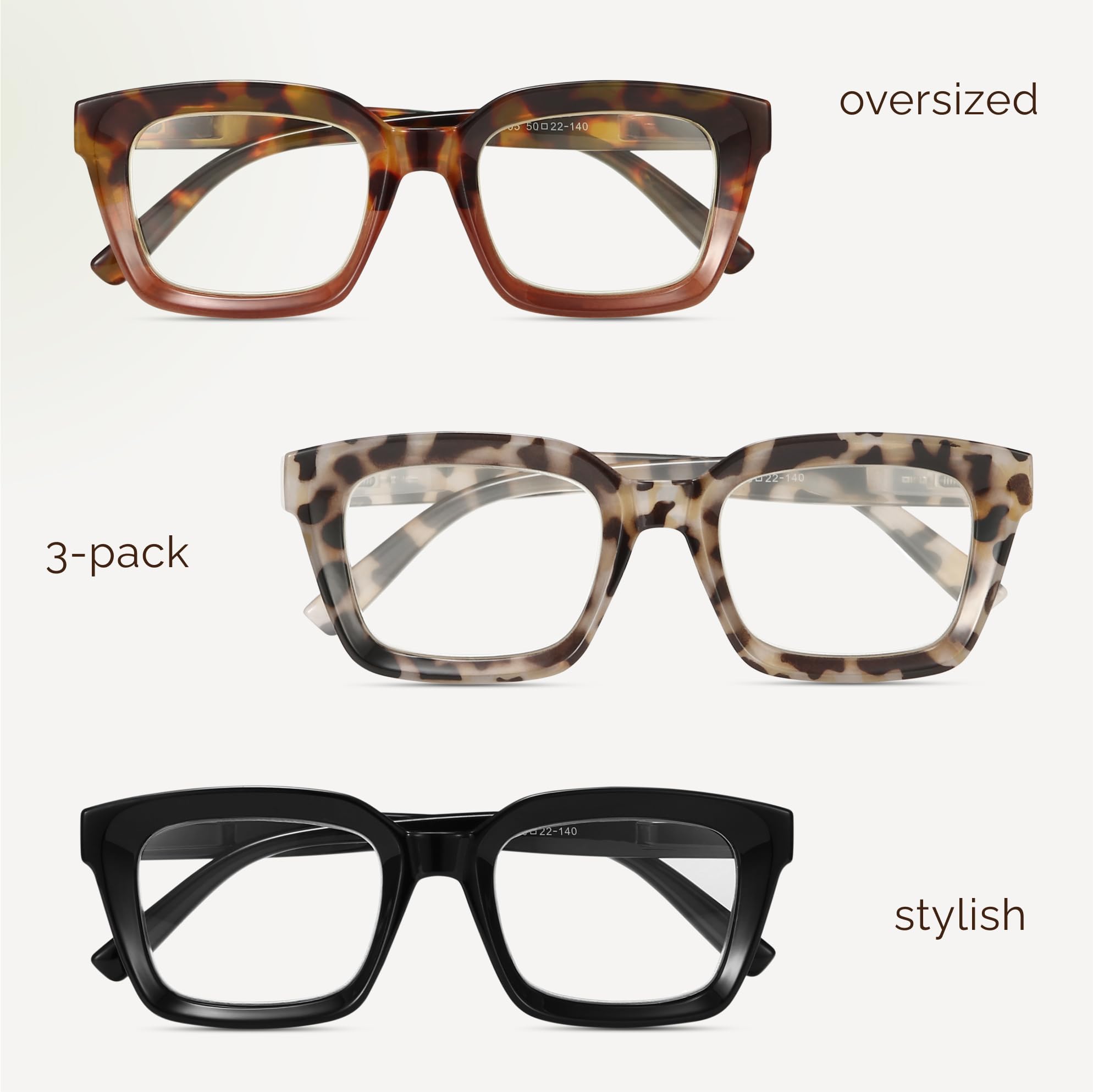 Miyya Oprah Style Reading Glasses for Women - Blue Light Blocking Cheaters Eyeglasses with Oversized Frames | Fashionable Readers for Computer Work, Reading & Screen Time Protection