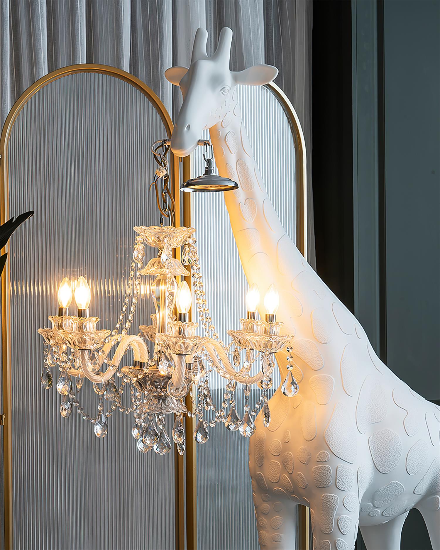 Modern Giraffe Sculpture Floor Lamp - Handmade Animal Decor for Living Room, Nursery & Bedroom - Tall Standing Light for Home & Office Decor