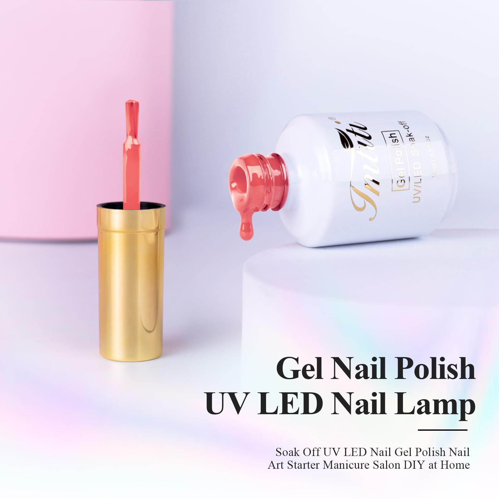 Imtiti Light Coral Gel Nail Polish - 0.5 Fl Oz Coral Orange Nail Lacquer for Salon & DIY Manicure, Long Lasting UV/LED Gel Polish Kit for Women & Girls - Perfect for Spring Summer Nails, Home Nail Art, Gift Ideas & Special Occasions