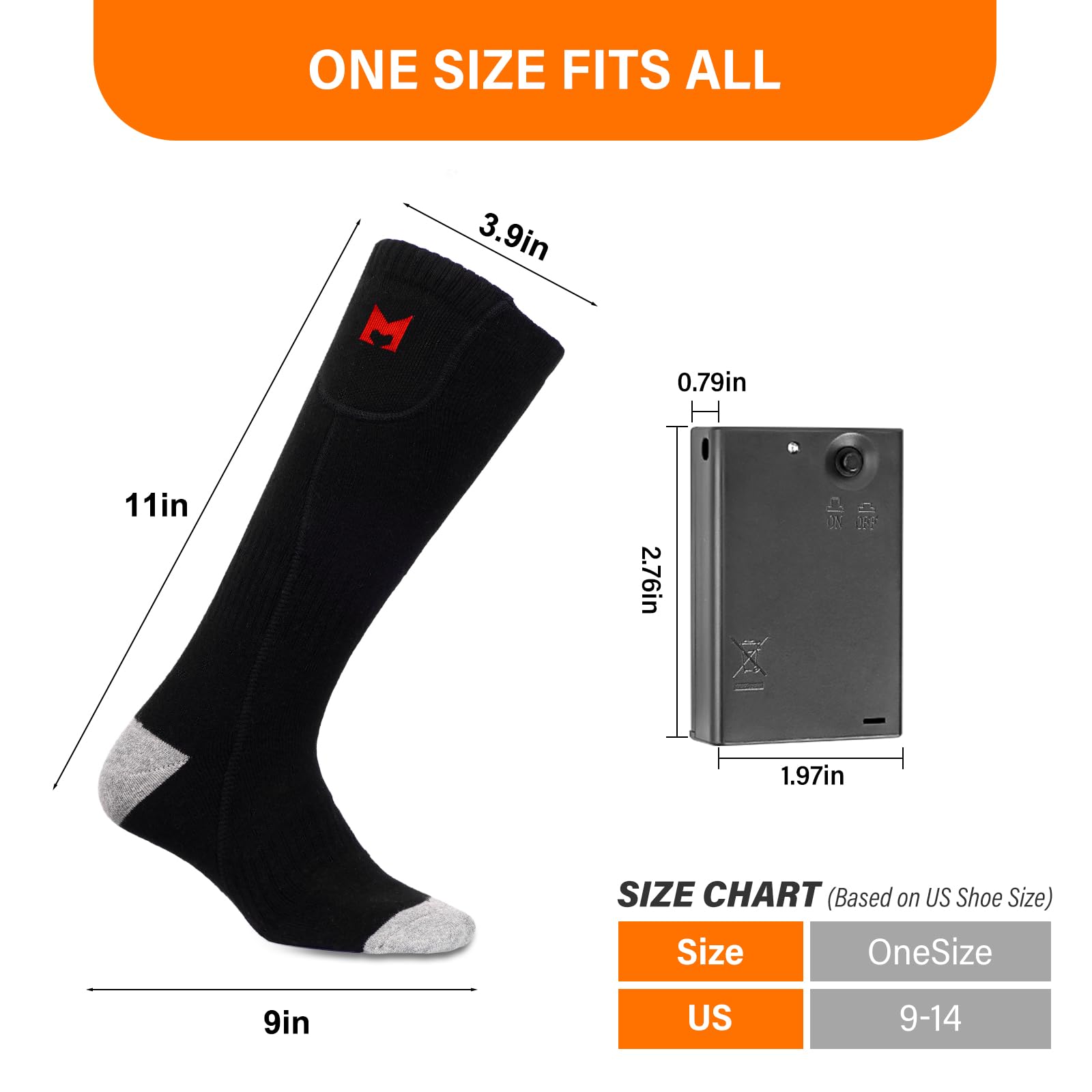 Electric Heated Socks for Men & Women - Rechargeable Battery Powered Winter Socks for Camping, Fishing, Cycling, Skiing & Outdoor Activities - Keep Feet Warm in Cold Weather