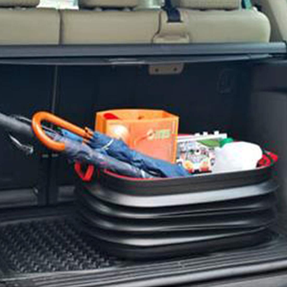 37L Collapsible Plastic Car Organizer Bin with Lid - Portable Storage Box for Camping, Road Trips & Outdoor Gear Organization | Perfect for SUV, Truck & Vehicle Storage