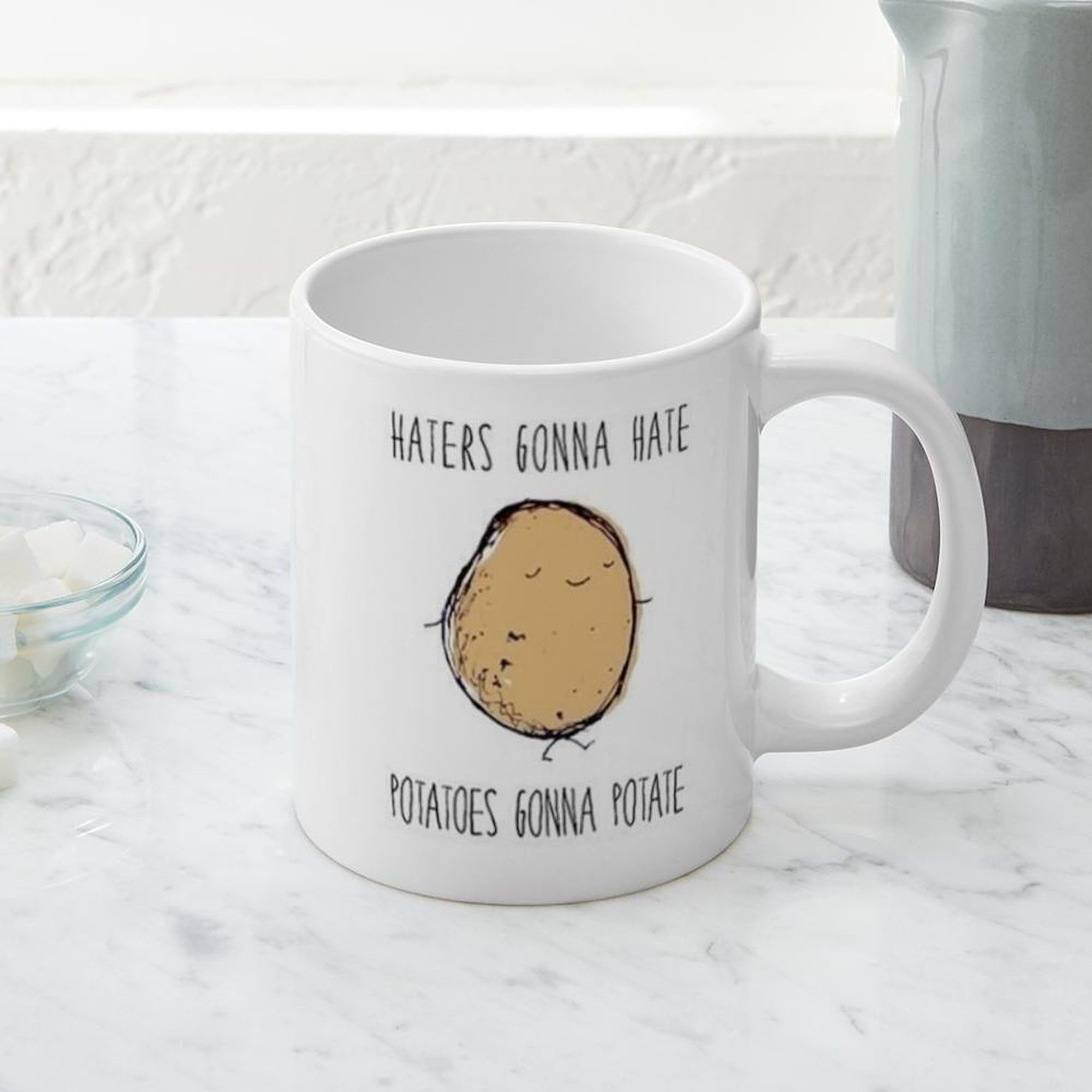 Haters Gonna Hate Potatoes Gonna Potate 20oz Ceramic Coffee Mug - Large Insulated Tea Cup for Office, Home & Gifts - Funny Novelty Drinking Cup for Coffee Lovers