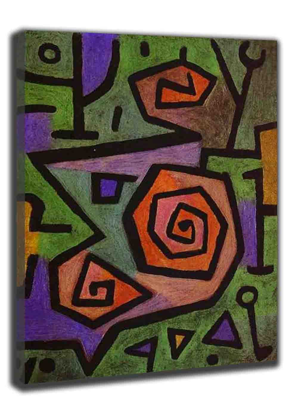 Paul Klee 'Heroic Roses' Framed Canvas Wall Art - 20x30cm (8x12in) Oil Painting Reproduction for Living Room, Bedroom & Office Decor | Colorful Modern Art Print with Frame | Perfect Gift for Art Lovers & Home Decoration