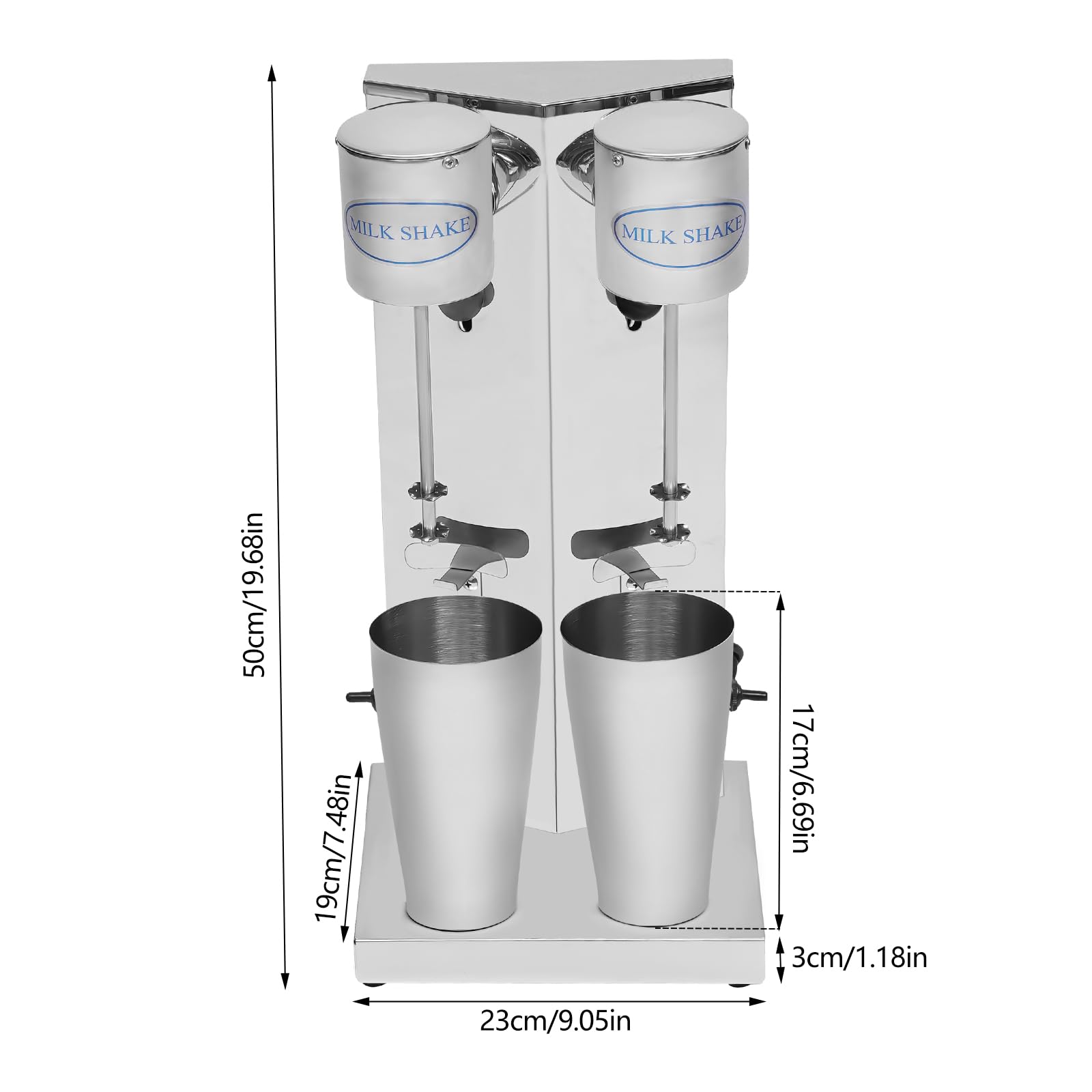 Commercial Double Head Milk Shake Machine 180W x 2 - Stainless Steel Protein Shake & Smoothie Mixer for Gym, Restaurant, Cafe, or Home Use - Perfect for Making Protein Shakes, Fruit Smoothies, and Healthy Drinks