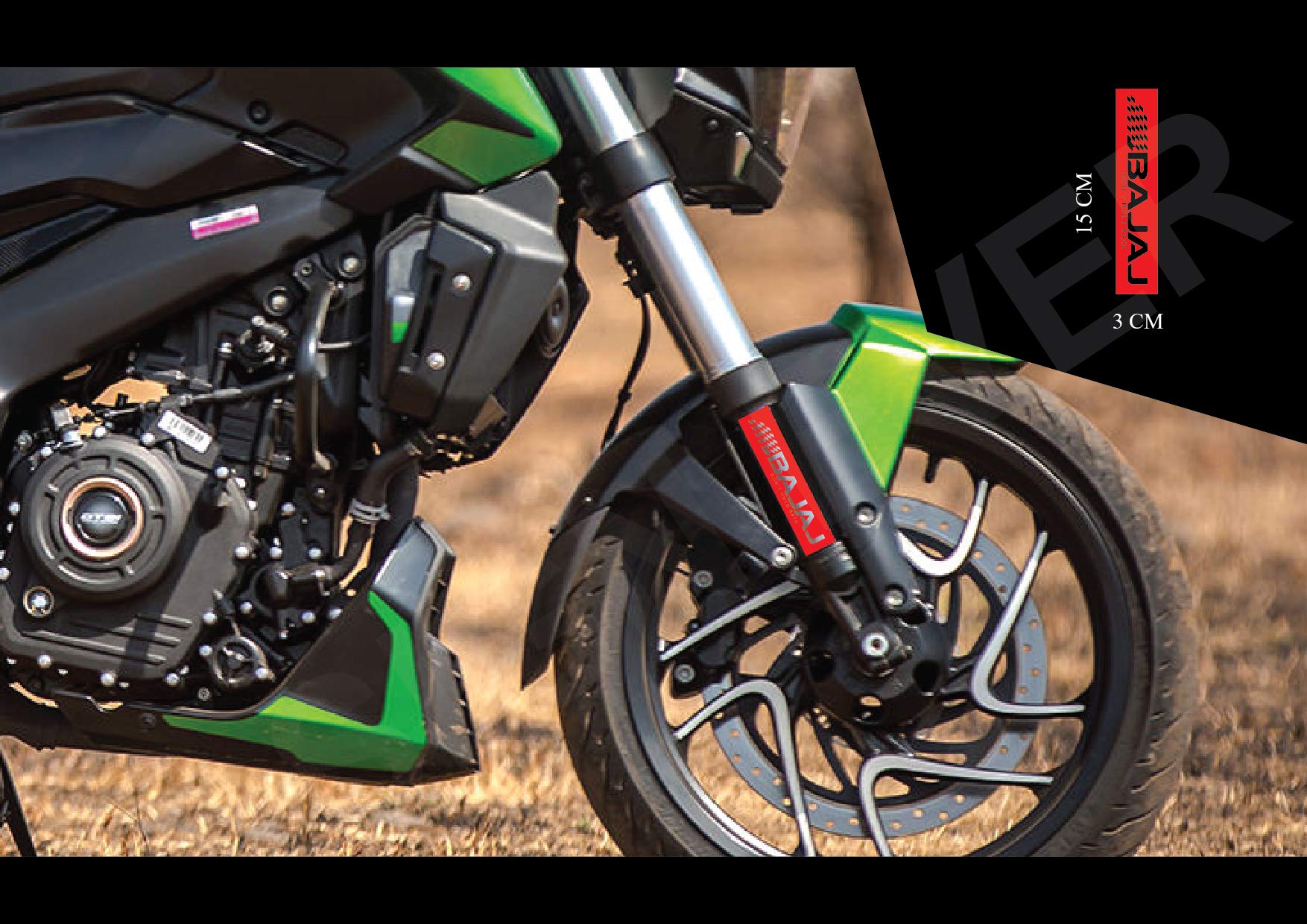 Bajaj Dominar Bike Vinyl Decal Stickers - Pack of 2 Red Graphics for Motorcycle Body & Stem Sides (3cm x 15cm) - Custom Bike Accessories for Street Bikes, Cruisers & Sports Bikes