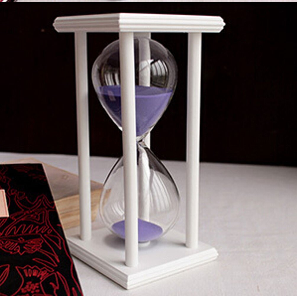 30 Minute Purple Sand Timer Hourglass - Elegant White Frame with 4 Color Options | Perfect for Meditation, Cooking, Games & Home Decor