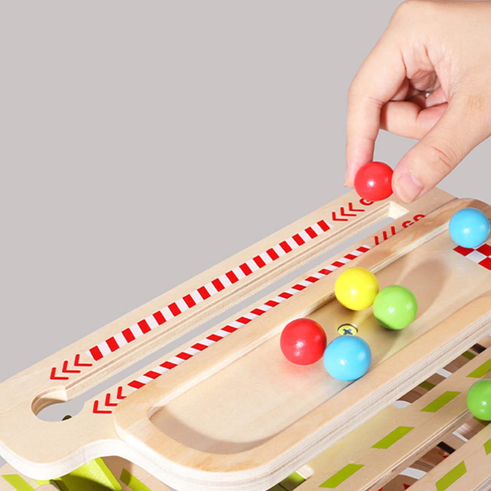 TOYANDONA Wooden Ball Maze Drop Tower Game - Marble Run Track Toy for Kids, Pearlescent Montessori Learning Toy for Toddlers & Preschoolers - Perfect for Birthday Gifts, Early Childhood Development & Sensory Play