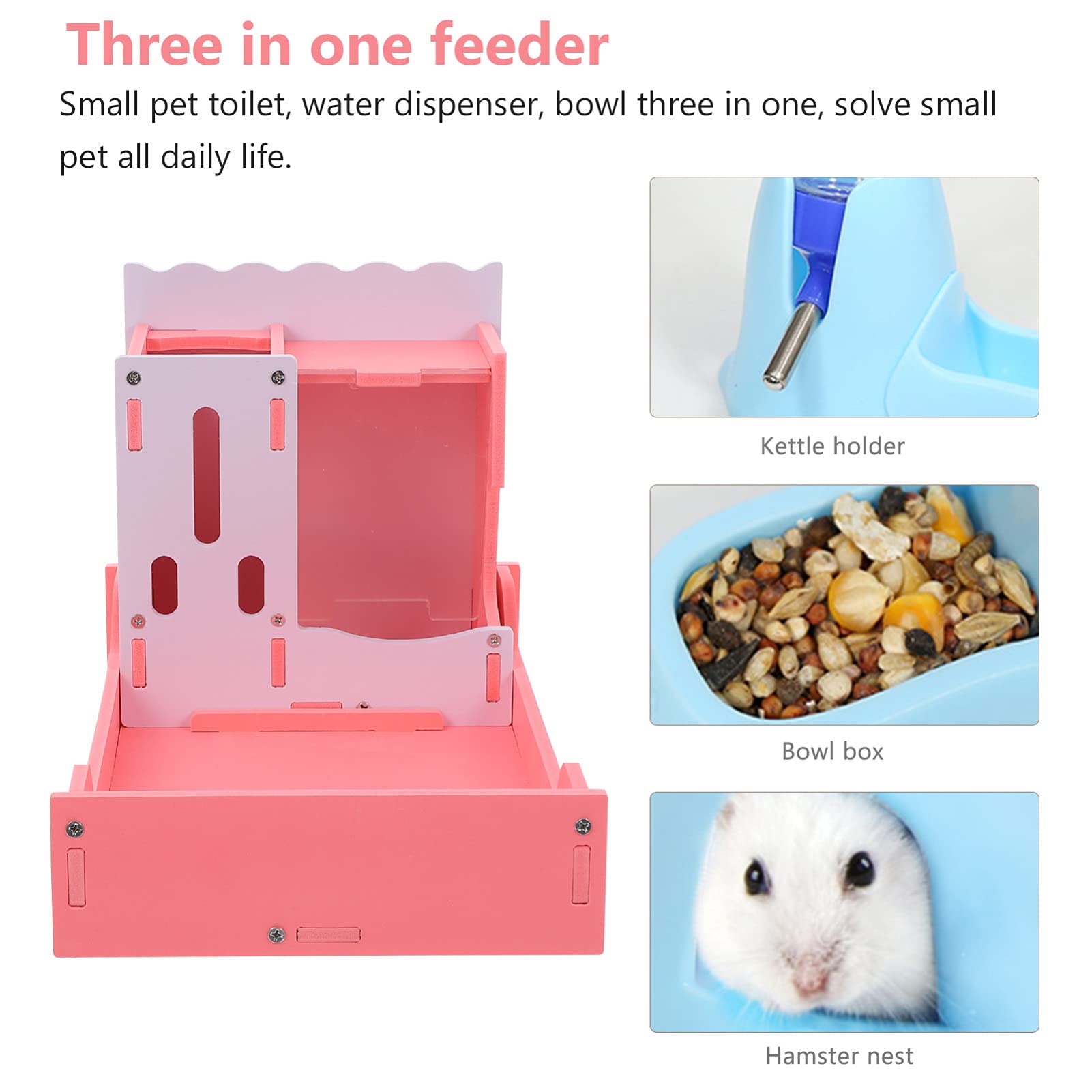 Balacoo 3-in-1 Hamster Food Bowl & Water Dispenser - Hanging Water Bottle, Mini Feeding Bowl for Small Pets - Perfect for Hamsters, Hedgehogs, and Small Dogs - Ideal for Cage Accessories and Eco-Friendly Pet Feeding