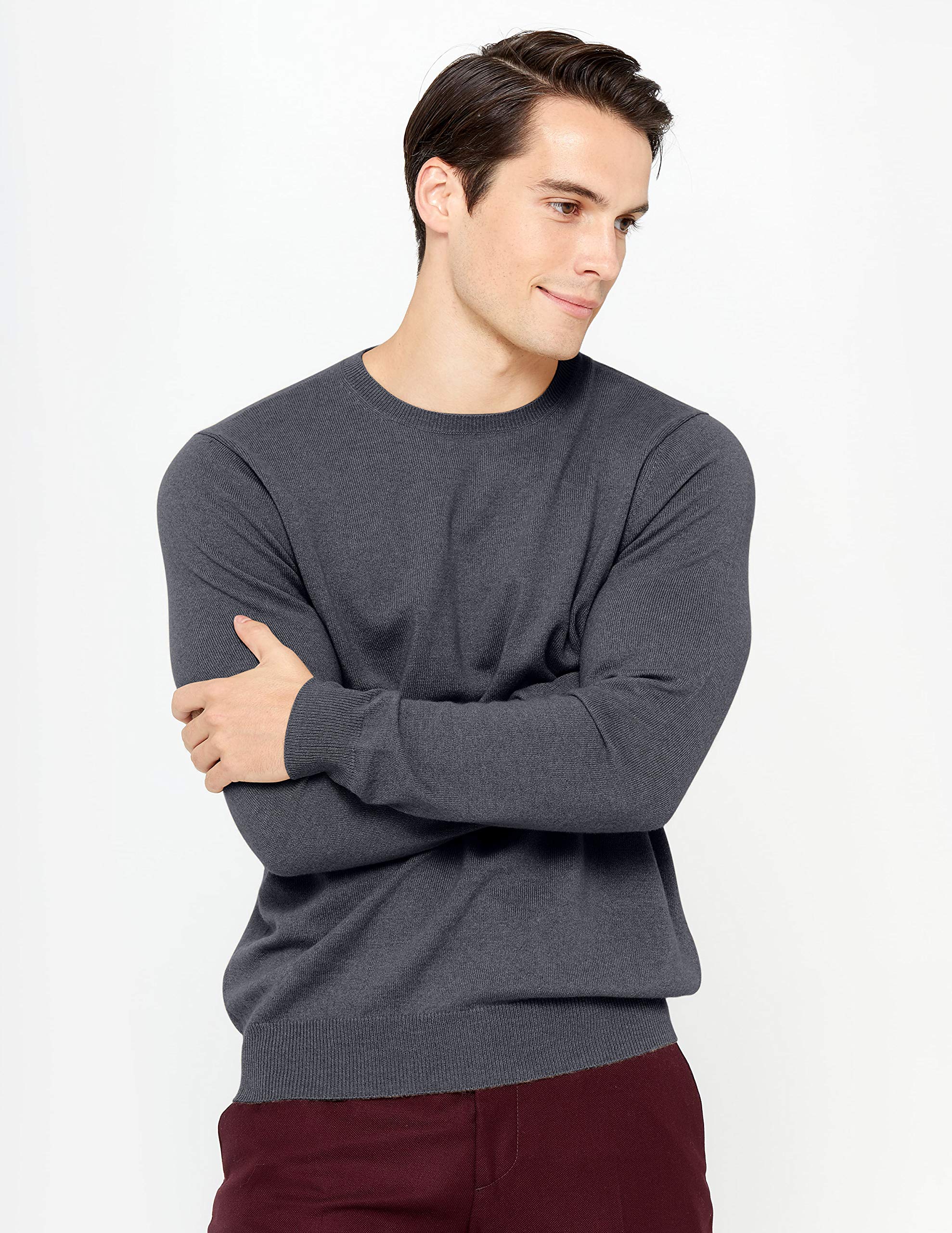100% Pure Cashmere Men's Crewneck Sweater - Soft Classic Long Sleeve Pullover for Winter | Office, Travel & Casual Wear