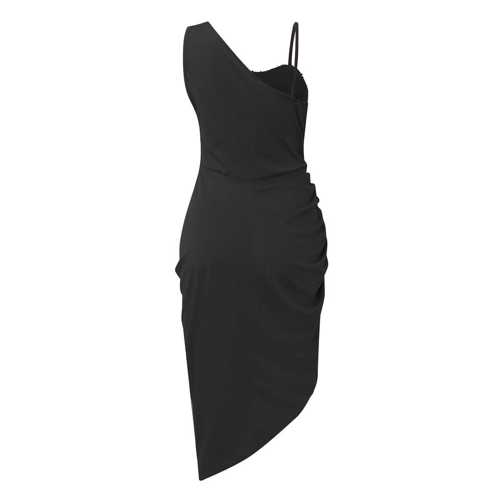 KUIOLYPOER Women's Sexy Sequin Slit Maxi Dress - One Shoulder Smocked Cocktail Dress for Summer Wedding Guest, Party & Evening Events