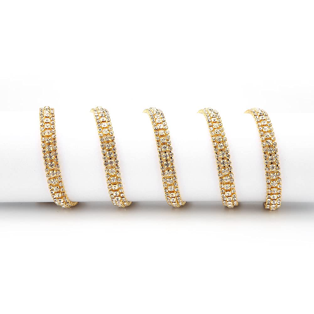 DIY Rhinestone Chain for Clothing & Shoes - Gold Smooth Cutting Rhinestone Trim for Wedding Dresses, Mom Outfits & Fashion Accessories | Perfect for Embellishing Dresses, Handbags & DIY Crafts