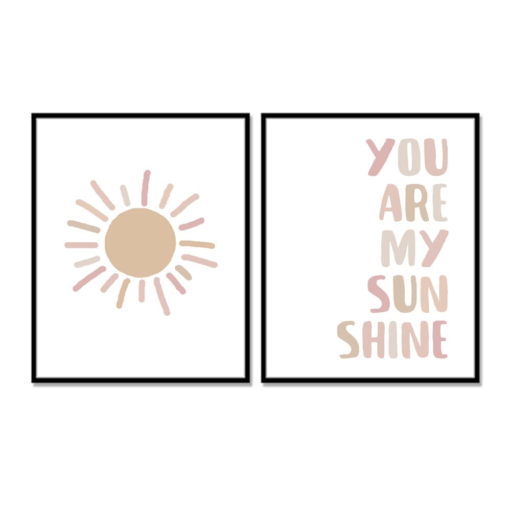 You Are My Sunshine - Set of 2 Unframed 11x14 Inch Nursery Wall Art Prints | Kids Room Decor, Baby Nursery Decor, Sunshine Themed Bedroom Wall Art | Perfect for Baby Showers, Children's Bedrooms & Playrooms