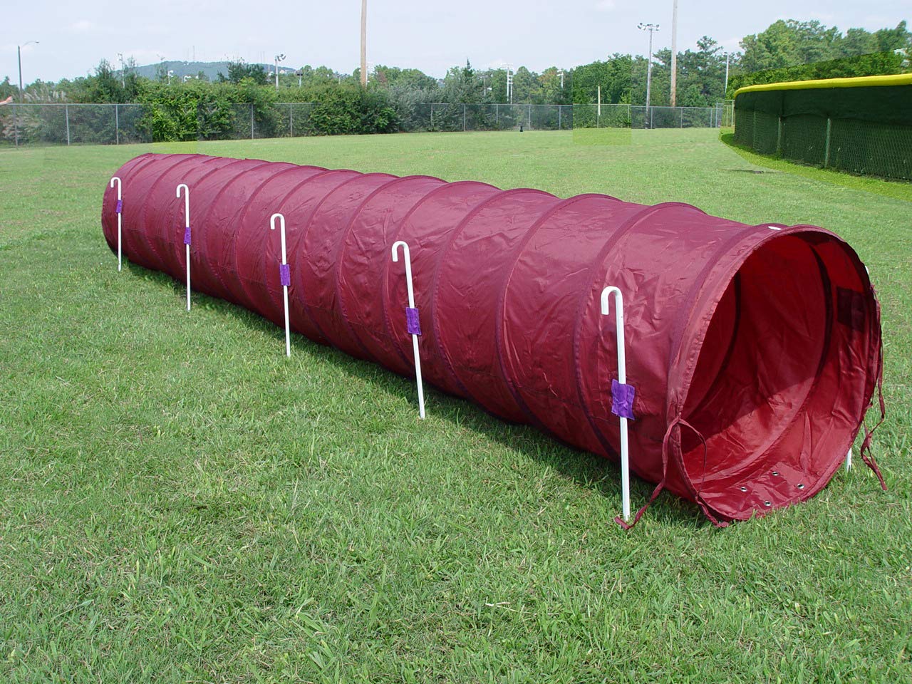 14' Dog Agility Tunnel with Stakes - Durable Training Equipment for Pets (Multiple Colors: Burgundy, Blue, Green) - Perfect for Backyard Obstacle Courses & Agility Training