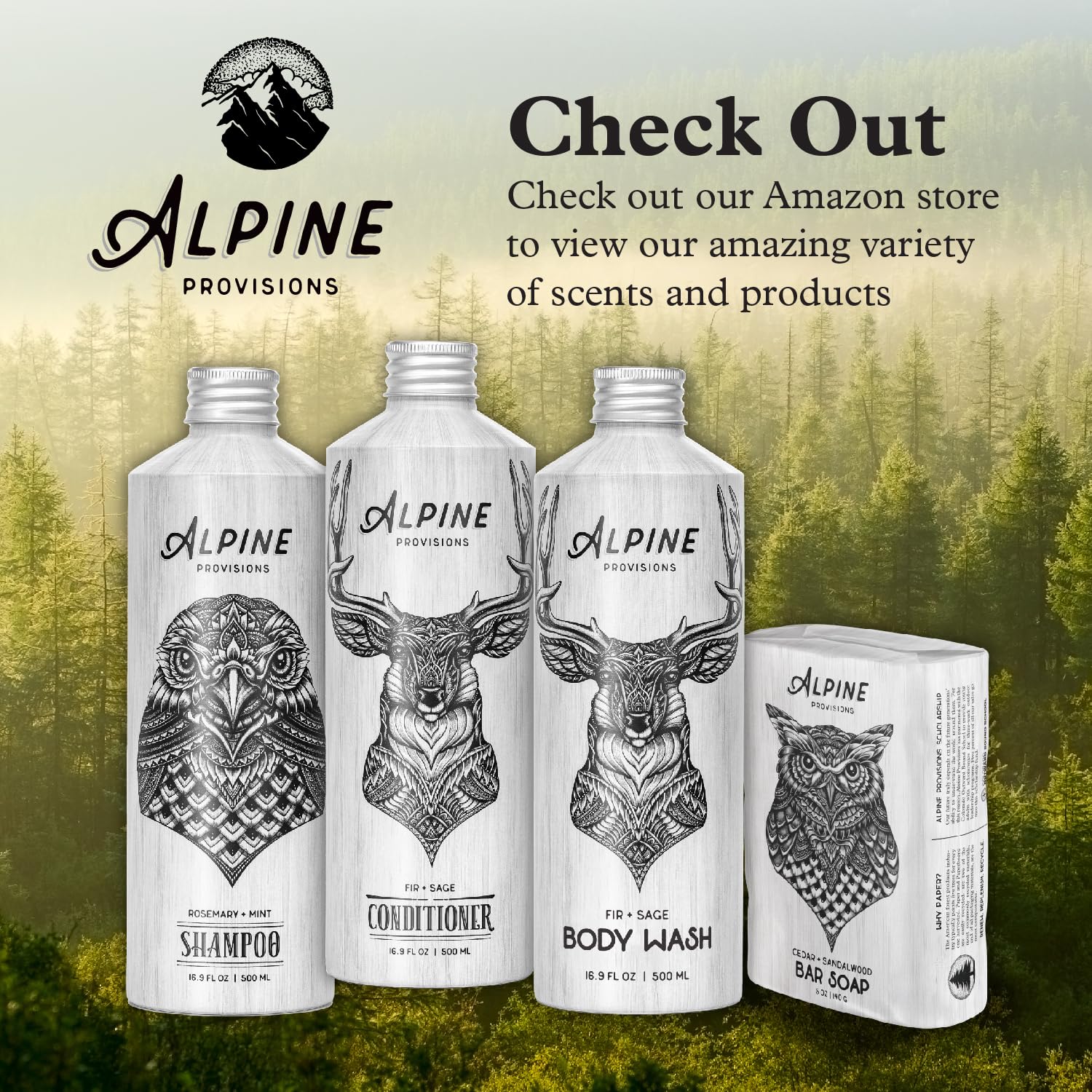 Alpine Provisions Cedar & Sandalwood Hand Soap - 16.9 fl oz Plant-Based Vegan Soap with Essential Oils, Coconut Oil & Aloe Vera - Sulfate-Free, Organic Fragrance for Gentle Cleansing & Moisturizing - Perfect for Bathroom, Kitchen & Guest Washrooms