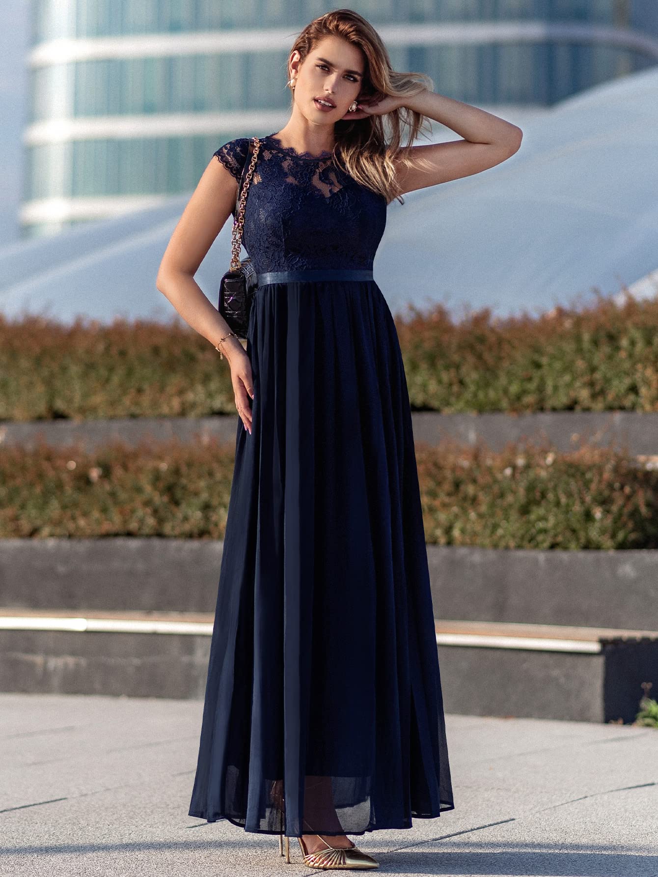 Elegant Floral Lace Maxi Dress for Women - Formal Evening Gown for Parties, Weddings & Special Occasions | Perfect for Cocktail Events, Prom & Black Tie Gatherings
