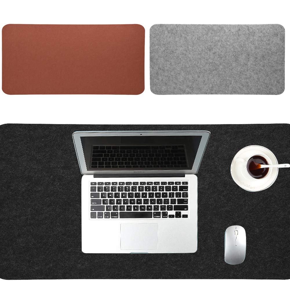 Premium Large Desk Mat & Mouse Pad - 68x33cm Dark Gray Felt Surface - Anti-Static Office Computer Mat for Laptop, PC, Gaming & Workstation - Ergonomic Workspace Accessory for Home & Office Use