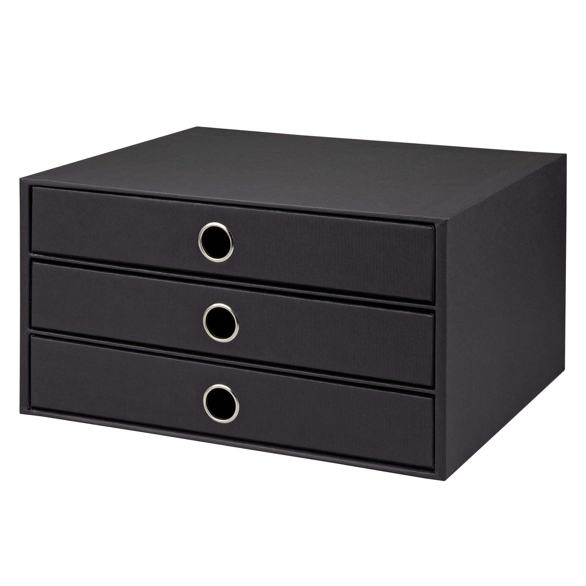 Rössler Soho 3-Drawer A4 File Storage Box - Black | Office Organization & Document Filing Solution for Home & Workspace