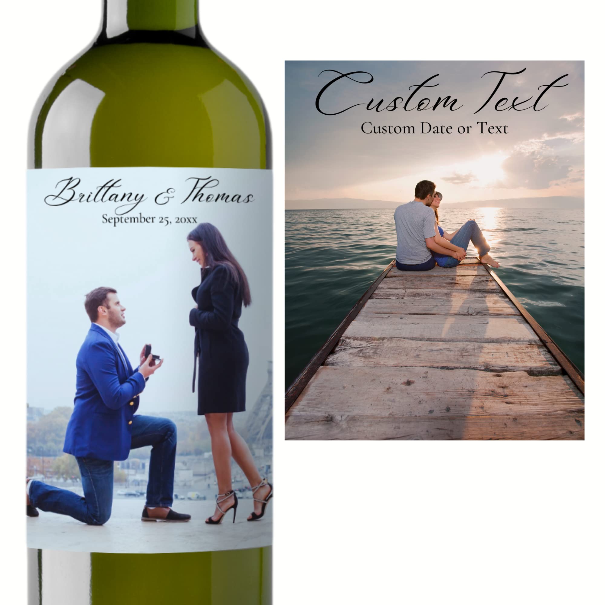 Custom Photo Wine Bottle Label Stickers - Personalized Wedding, Anniversary & Birthday Gift for Couples (Set of 1-6) | Unique Decoration for Bridal Showers, Engagement Parties & Romantic Dinners | Perfect Present for Wife, Husband & Loved Ones
