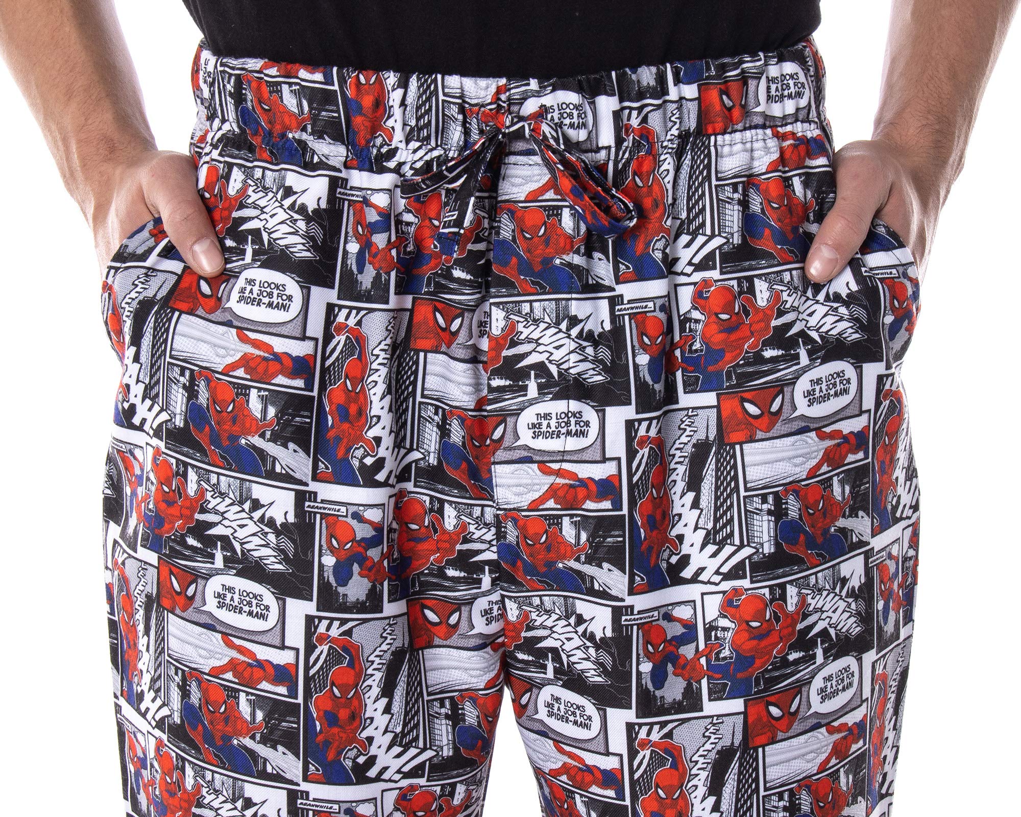 Marvel Men's Spiderman Web-Slinger Comic Print Pajama Pants - Superhero Lounge Sleepwear for Movie Nights & Comic Conventions