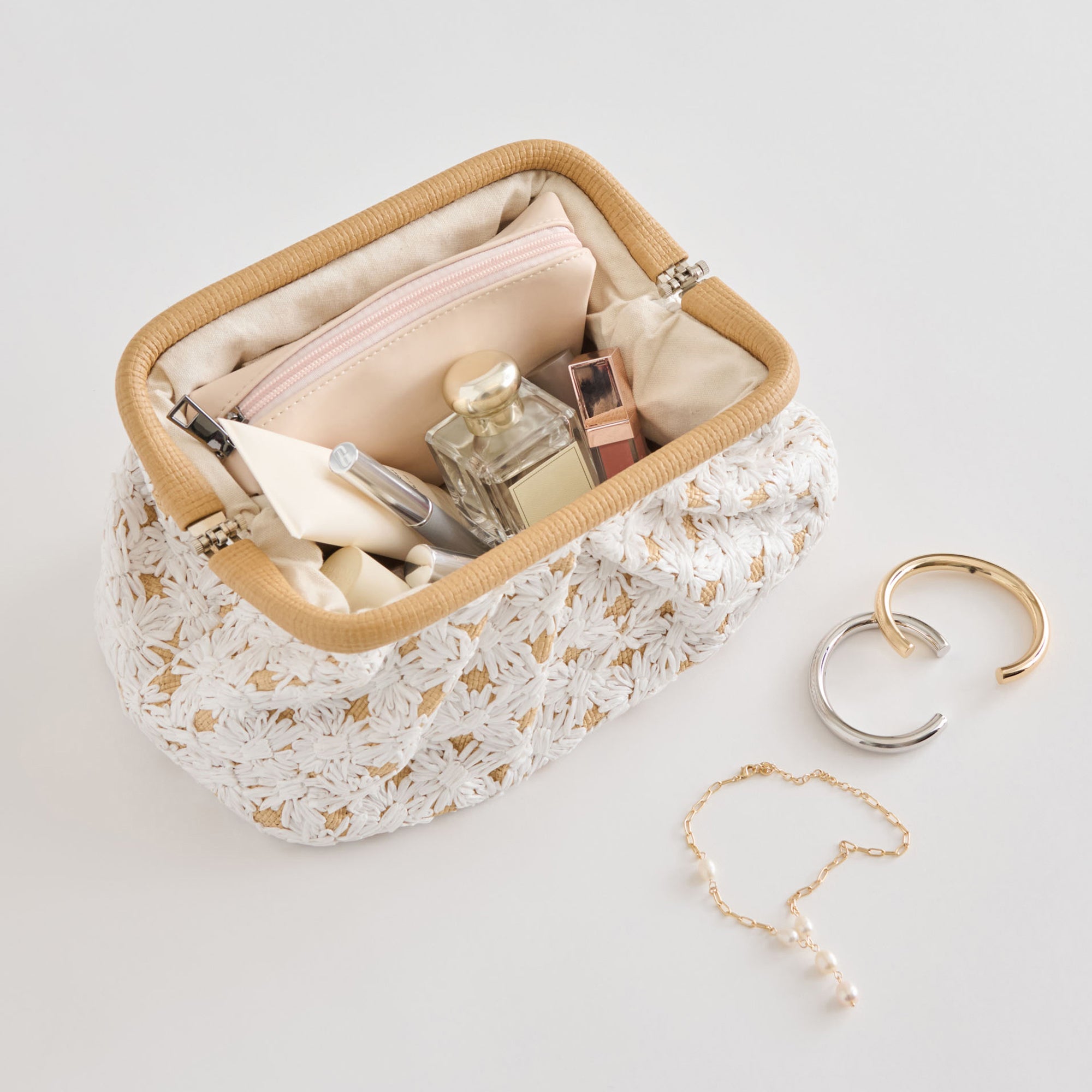 FIORE Embroidered Raffia Clutch Bag - Natural Handmade Woven Purse for Women, Perfect for Weddings, Parties & Evening Events