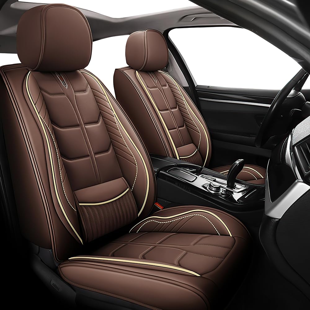 2004-2011 Dodge Ram 2500 Custom Fit Leather Seat Covers - 5-Piece Full Set (Front & Rear) | Waterproof & Durable Coffee Brown Seat Protectors | Perfect for Off-Roading, Work Trucks & Family Adventures