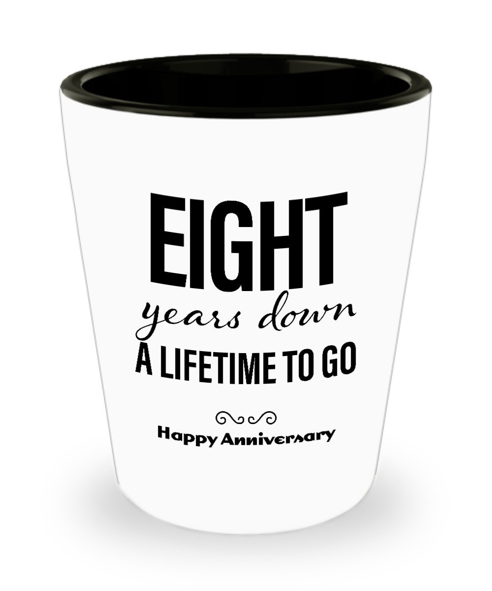 8th Anniversary Shot Glass for Him - Unique Wedding Gift for Husband, Boyfriend, Men | 8 Years Down Marriage Keepsake | Perfect for Romantic Dinners, Bachelor Parties & Man Cave Decor