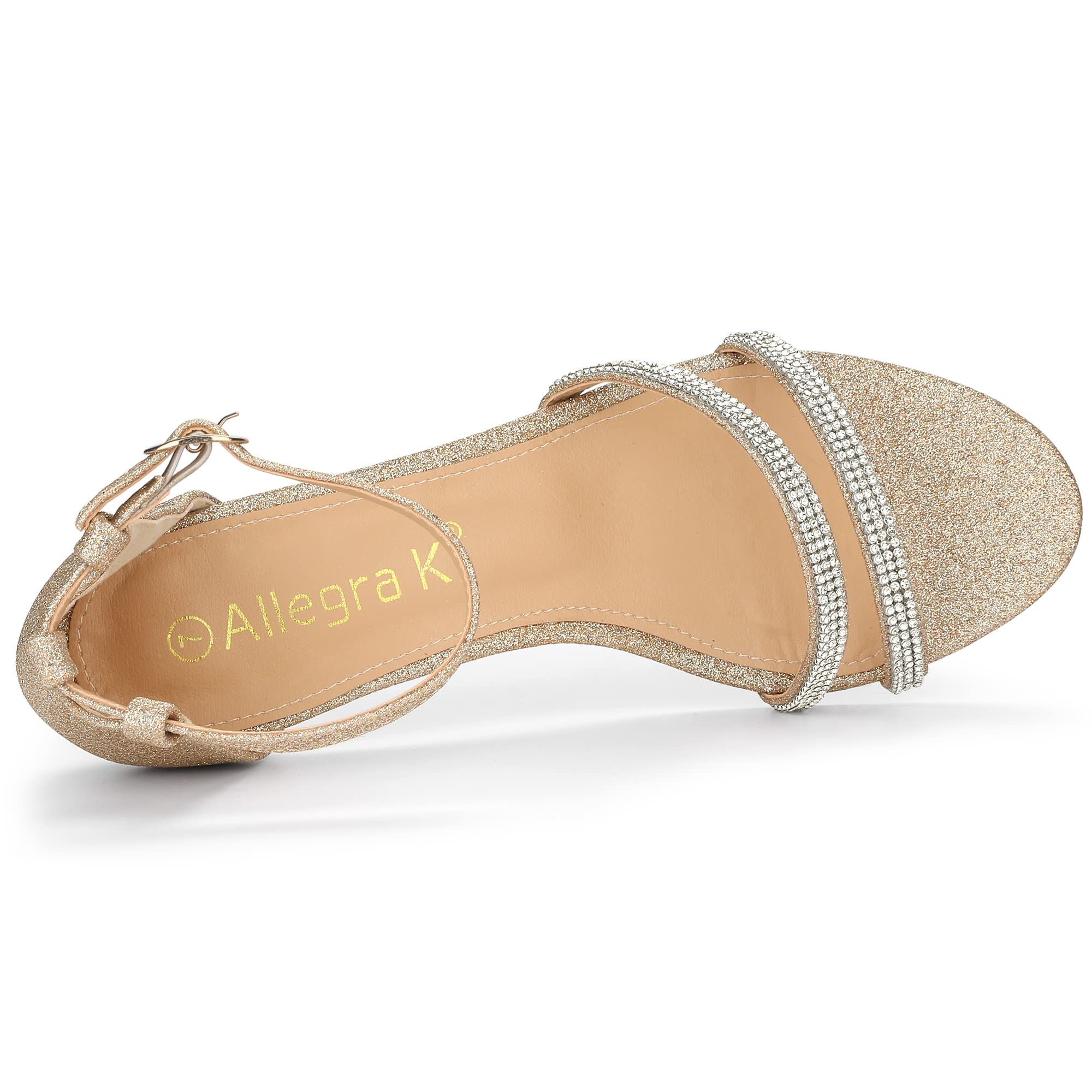 Allegra K Women's Glitter Stiletto Kitten Heel Sandals - Comfortable Dressy Pumps for Parties, Weddings & Evening Events
