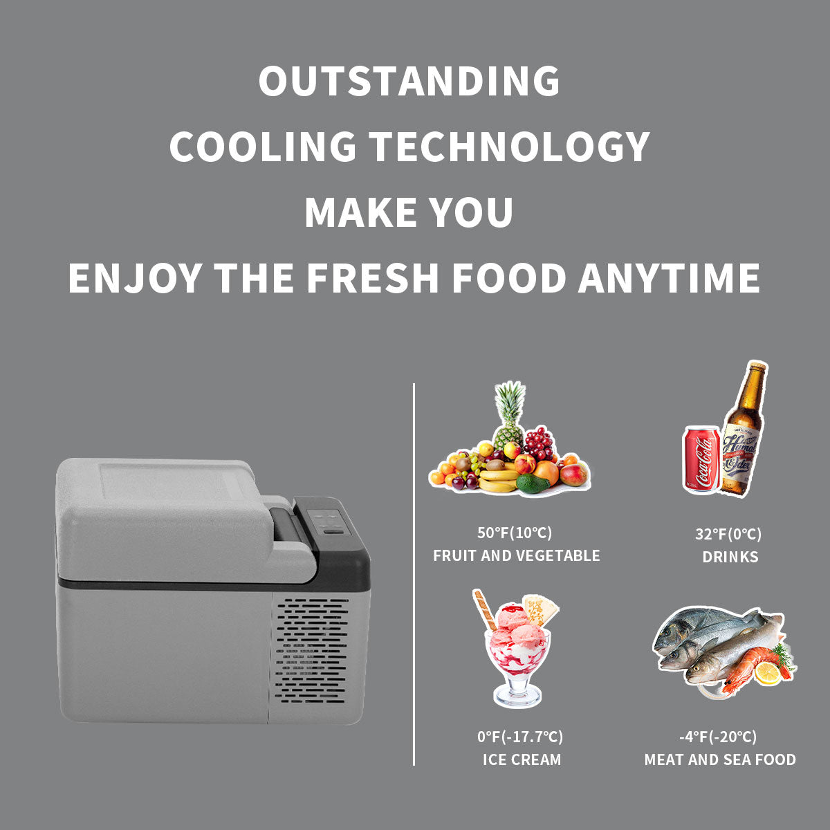 Alpicool C12 Portable Car Refrigerator - 12V/24V DC & 110V AC, Compact Mini Fridge for Road Trips, Camping, RV & Outdoor Adventures - Certified Refurbished