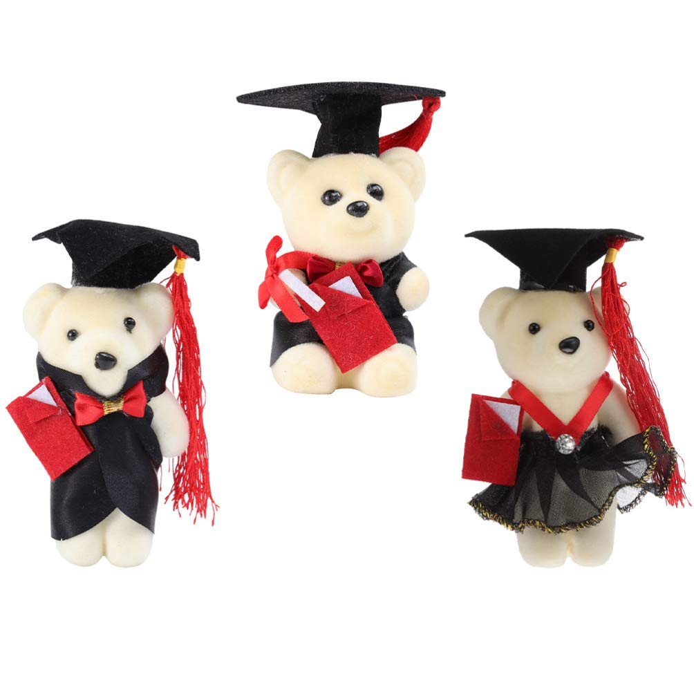 Amosfun 3-Piece Mini Graduation Bear Set with Caps - Polystyrene Foam Bears for DIY Crafts, School Projects & Graduation Party Decorations - Perfect for Table Centerpieces, Gift Toppers & Classroom Celebrations