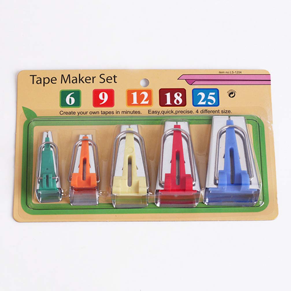 5PCS Bias Tape Maker Kit - Quilting & Sewing Binding Tool Set with 5 Sizes for DIY Fabric Edging | Perfect for Quilting, Dressmaking & Craft Projects