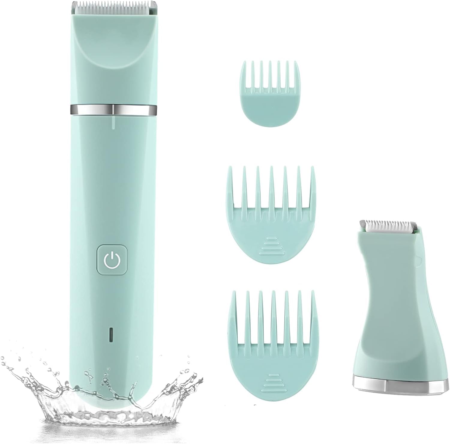 IP7X Waterproof Electric Bikini Trimmer for Men & Women - Wet/Dry Groin & Pubic Hair Shaver with Snap-in Ceramic Blades (Green) | Perfect for Travel, Gym & Sensitive Skin Grooming