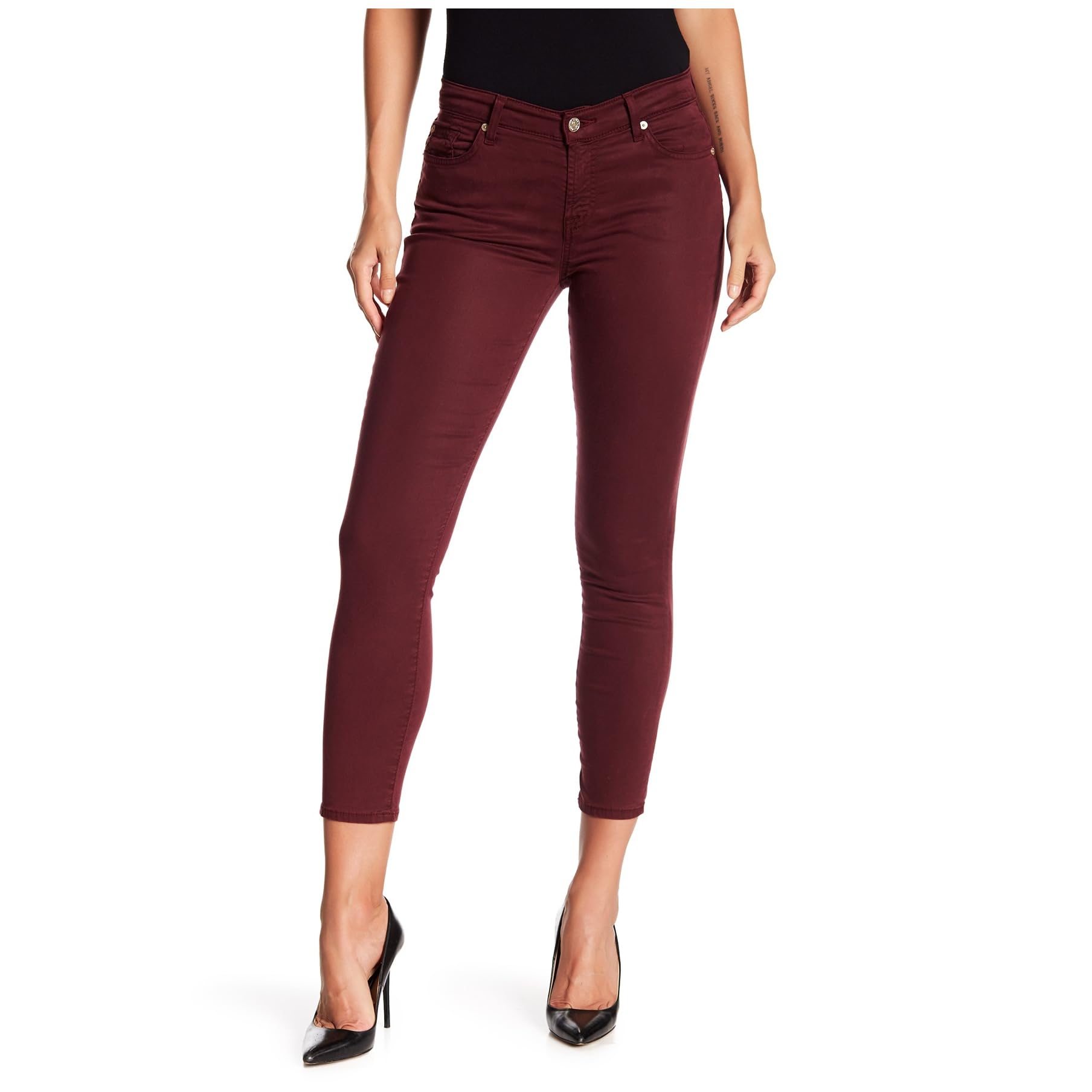 7 For All Mankind Women's Gwenevere Skinny Ankle Crop Jeans in Boysenberry - Size 25 | High Waist Stretch Denim Pants for Casual Wear, Office & Night Out
