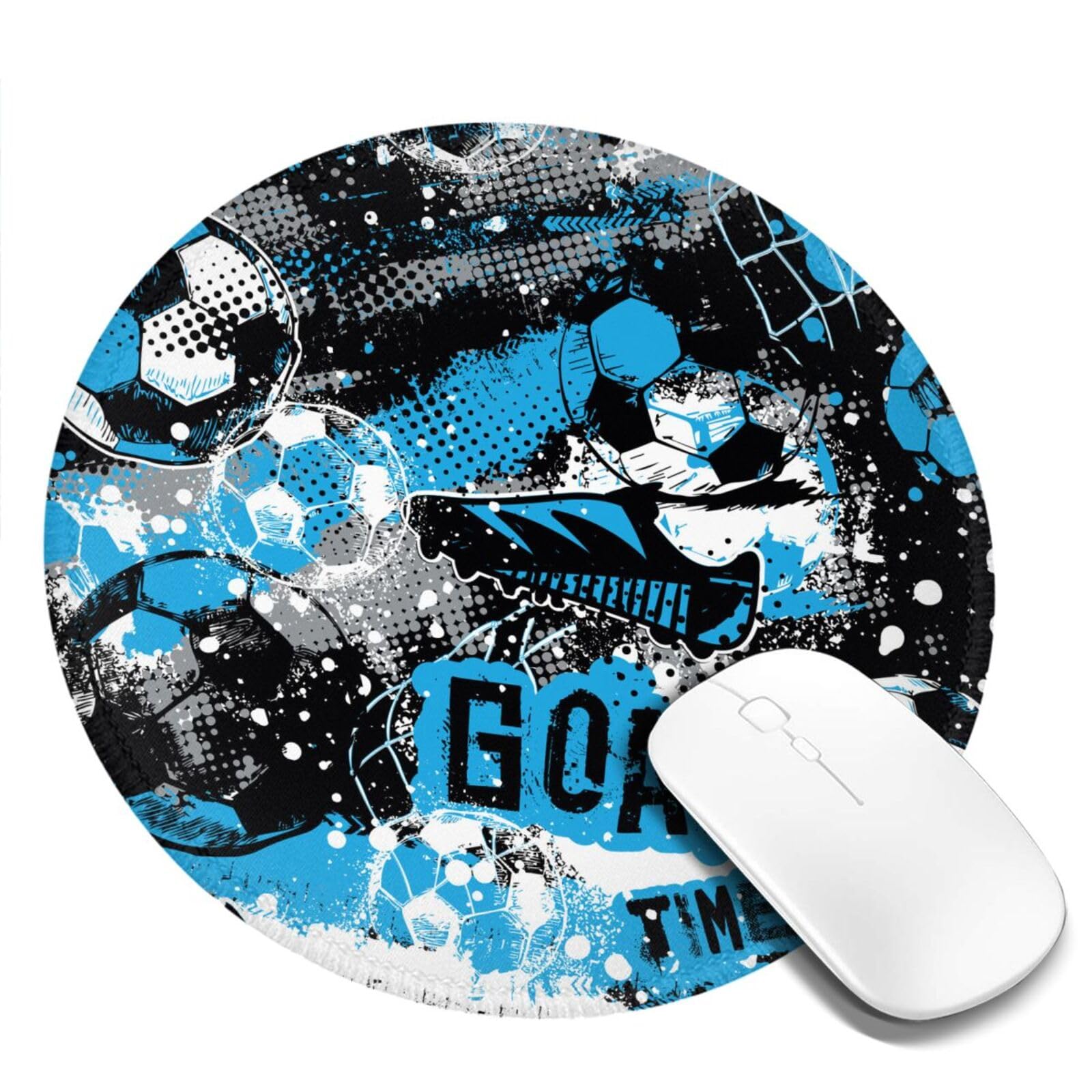 Pevtufa Football Themed Gaming Mouse Pad - 8 Inch Non-Slip Rubber Base, Waterproof Round Mousepad for PC, Office & Sports Enthusiasts - Perfect for Gaming Setups, Workstations & Football Decor