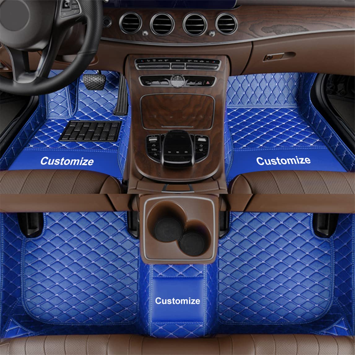 Premium Custom Fit Waterproof Faux Leather Car Floor Mats for Buick Enclave/Encore/Lacrosse & Chevy Excelle/Regal/Verano - Anti-Slip Full Coverage Vehicle Carpets (Blue) - Perfect for Road Trips, Daily Commutes & All-Weather Protection