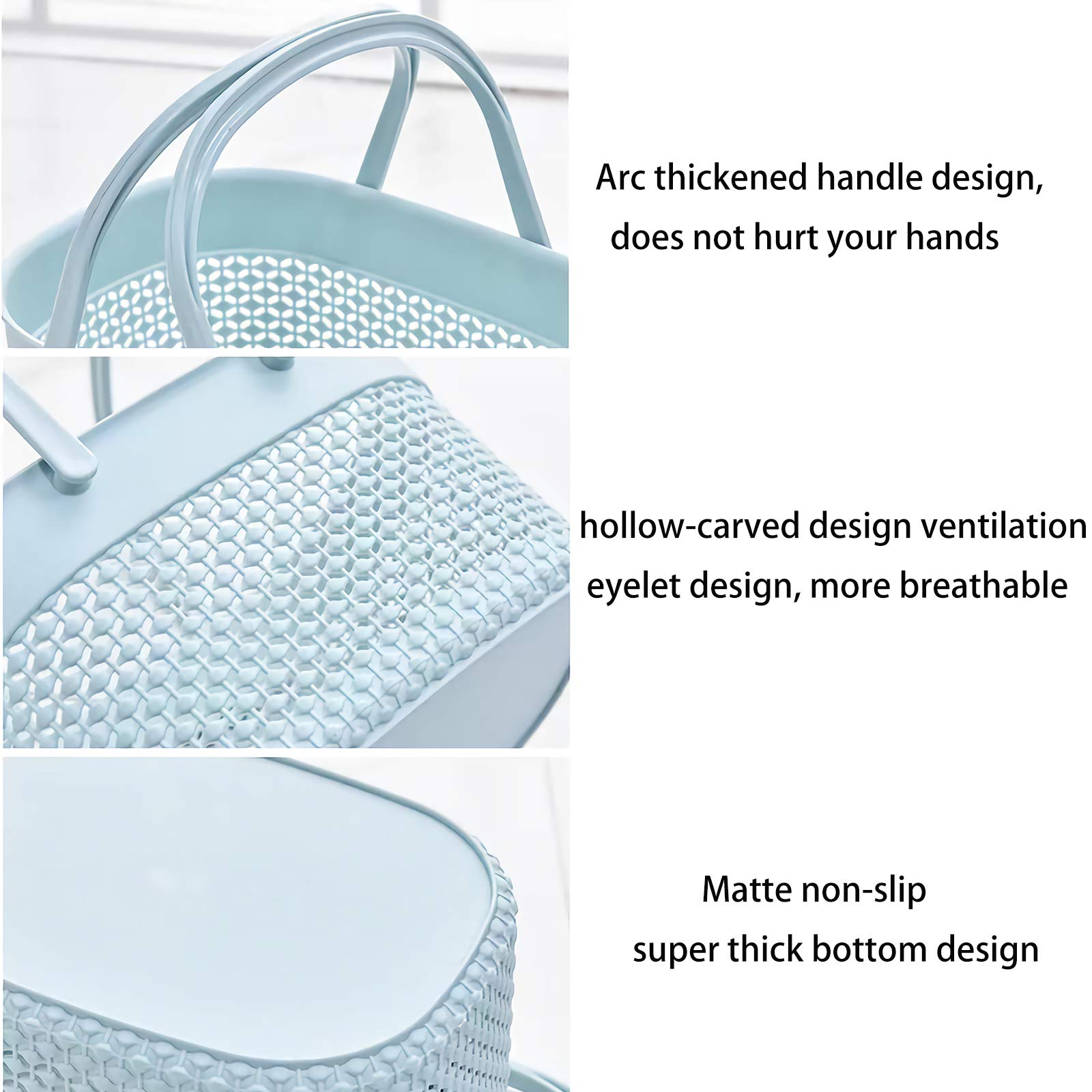 2 Pack Plastic Shower Caddy Basket with Handles - Portable Bathroom Organizer for College Dorm, Camping & Gym - Blue Toiletry Storage Bin for Shower Essentials, Kitchen Supplies & Travel Accessories - Perfect for Small Space Organization & On-the-Go Lifestyle