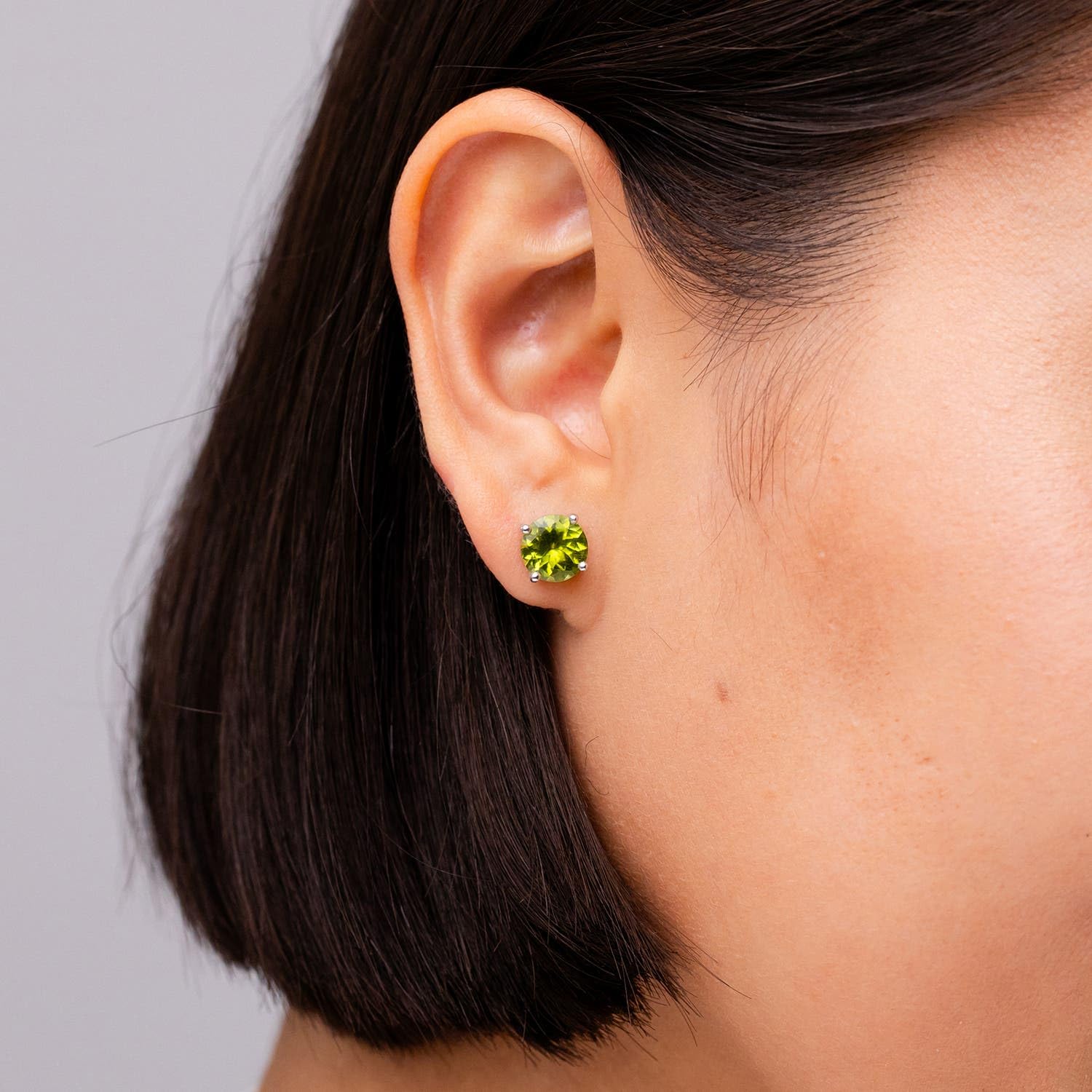 Natural Peridot Stud Earrings in Sterling Silver, 14K Gold & Platinum | August Birthstone Jewelry for Women, Birthday, Engagement, Anniversary & Wedding Gift | Perfect for Everyday Wear, Office & Special Occasions