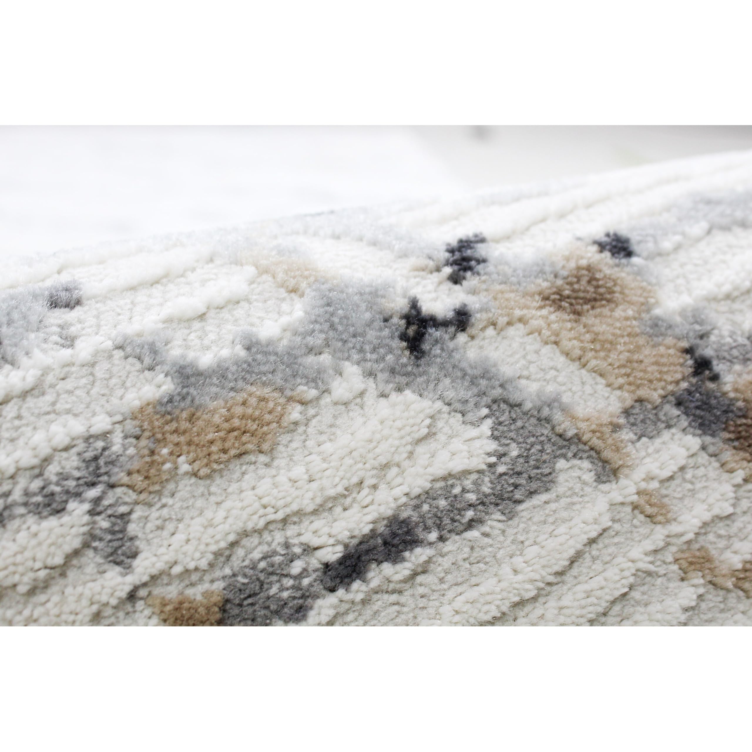 Bashian Collection Area Rug - Premium Power Loom Polypropylene & Polyester - Non-Slip Runner Rug for Entryway, Living Room, Bedroom - 7.6’ x 9.6’ Ivory Grey - Soft & Durable Home Decor for Modern Houses & Apartments