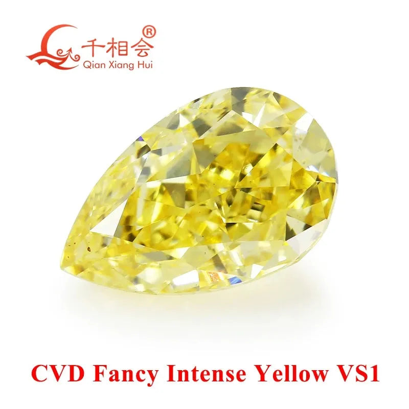 1.1ct Fancy Intense Yellow CVD Lab-Grown Diamond Pear Shape VS1 Clarity GEMID Certified - Perfect for Engagement Rings & Fine Jewelry Making