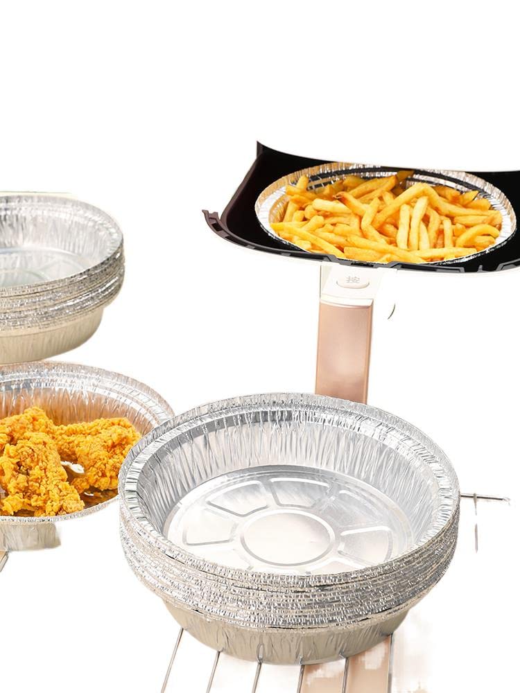 Non-Stick Air Fryer Aluminum Foil Pans - Food Grade, Reusable & Oil Absorbing Baking Trays for Healthy Cooking - Perfect for Roasting, Grilling, and Meal Prep