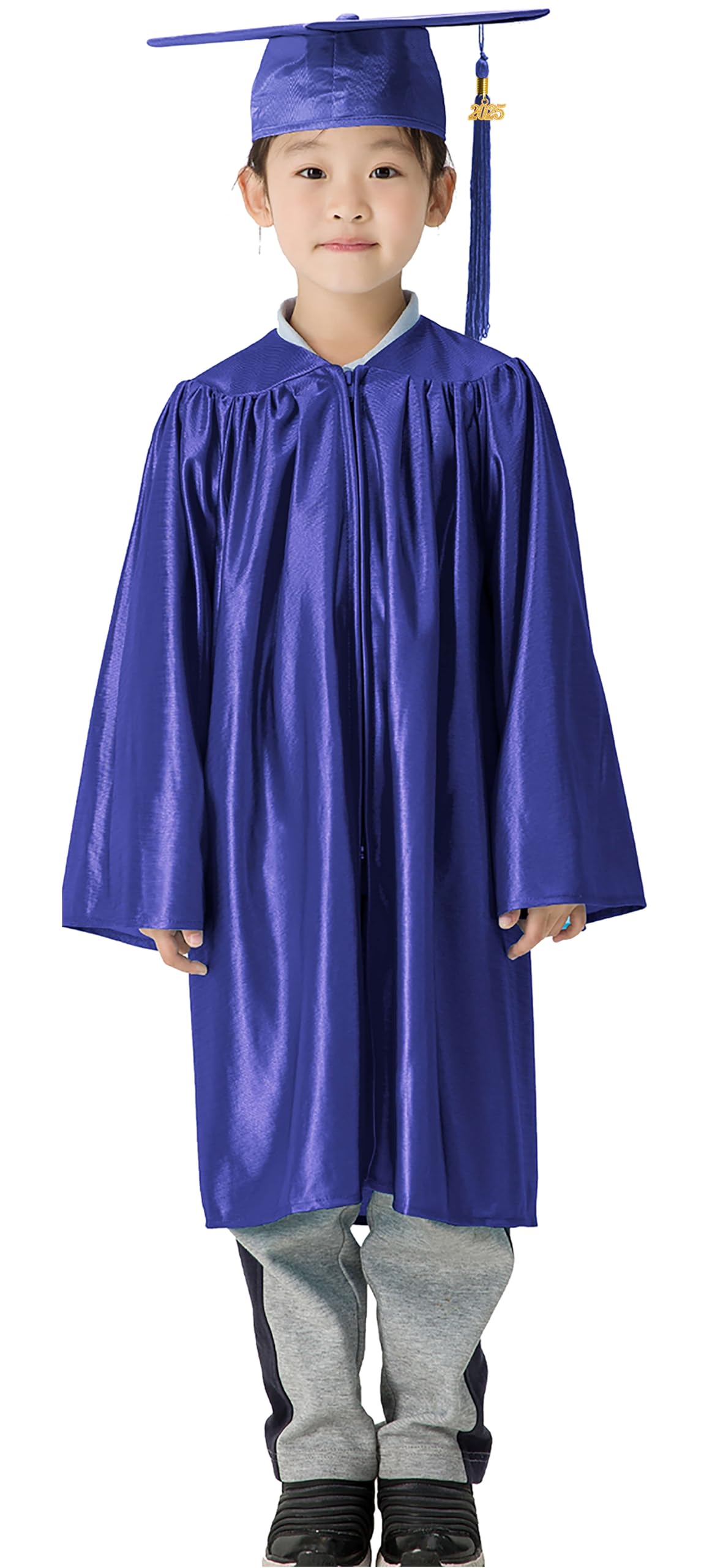 2025 Graduation Cap and Gown Set for Kindergarten & Preschool - Shiny Academic Regalia with Tassel - Perfect for Preschool Graduation Ceremonies, Photo Shoots & Milestone Celebrations