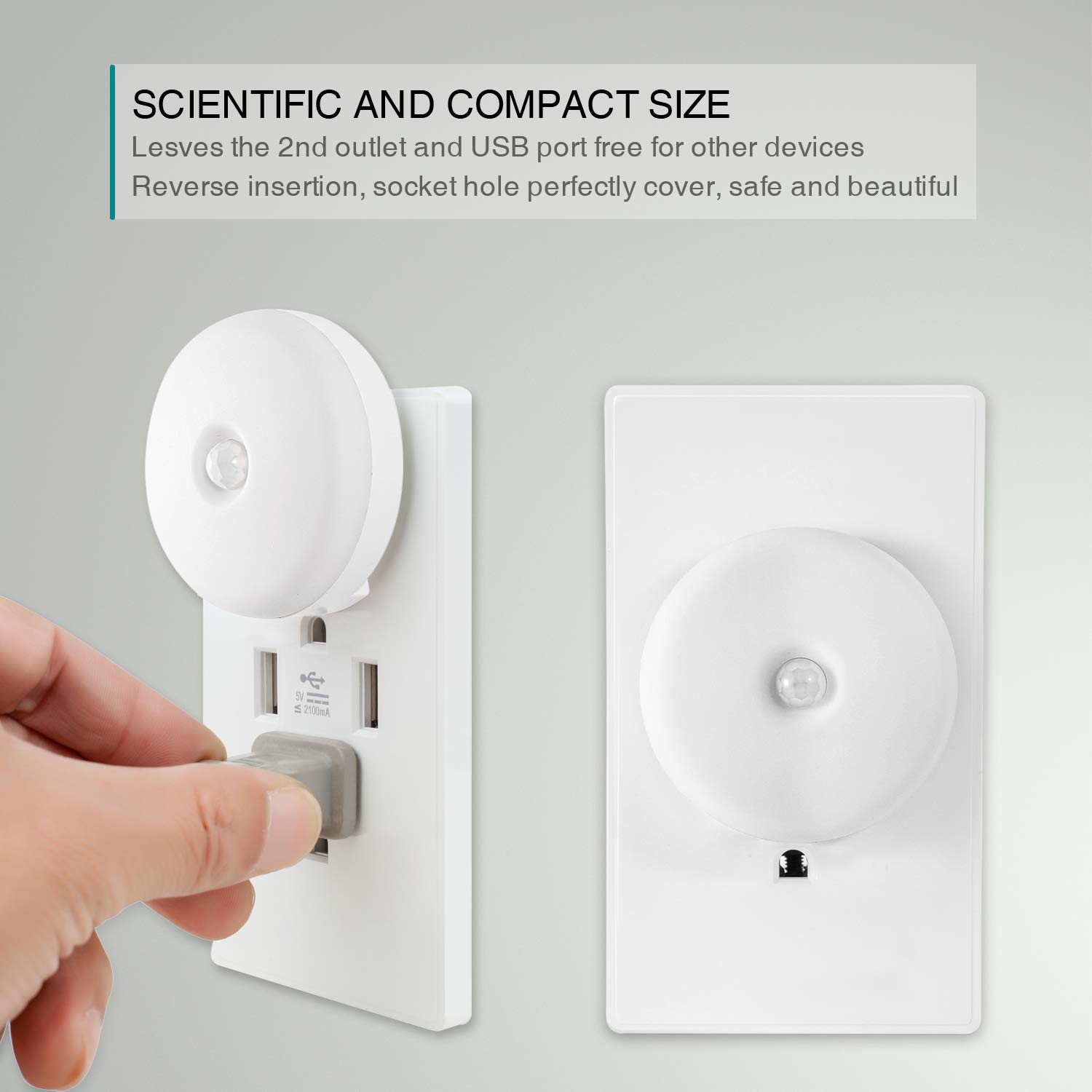 myCozyLite Motion Sensor LED Night Light Plug-in - 2 Pack, Soft Red Glow for Bedroom, Hallway & Nursery - Smart Movement Activated Nightlight for Home Safety & Convenience