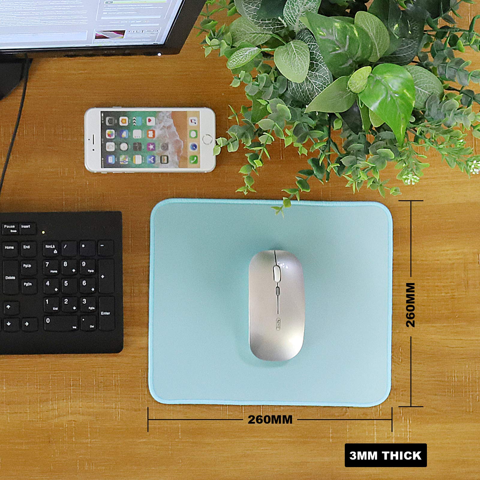 Premium Non-Slip Mouse Pad with Durable Stitched Edge - Smooth Surface Gaming & Office Desk Mat for Laptop & PC (10.2x8.3x0.12in, Light Blue) - Perfect for Work, Gaming & Home Office Use