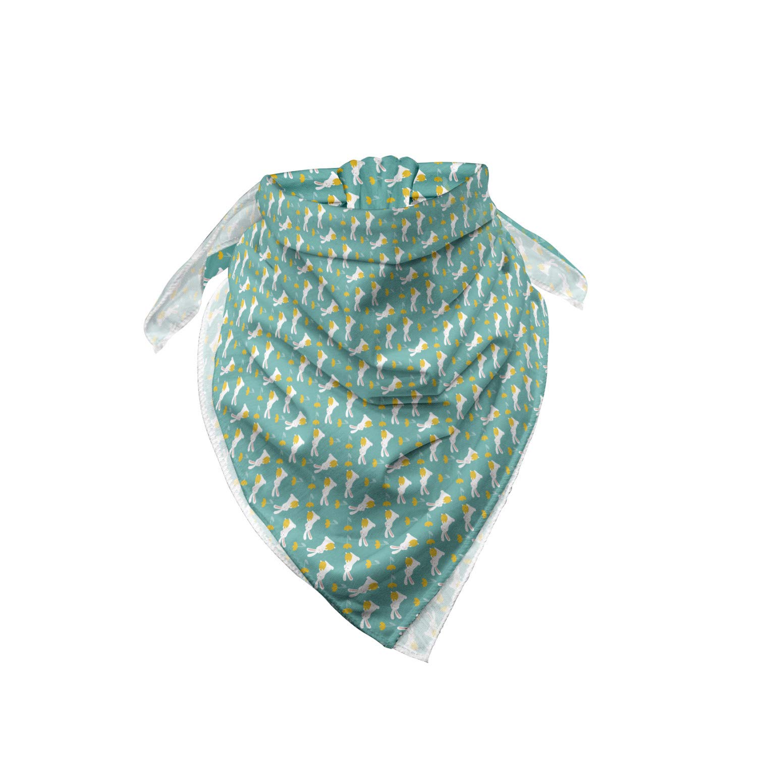 Lunarable Bandana Scarf - Easter Bunny Rabbits & Eggs Print - Dark Seafoam Earth Yellow - Stylish Fashion Accessory for Women, Men, Outdoor Activities & Festivals