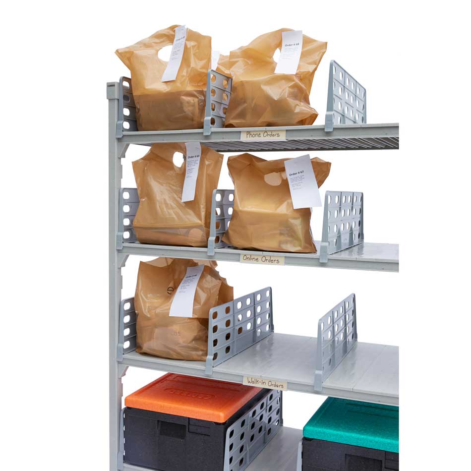 Cambro CPM244867FX3480 Premium Flex Station Shelving Unit - 3-Tier, 1 Shelf with Angled Divider Bars (24