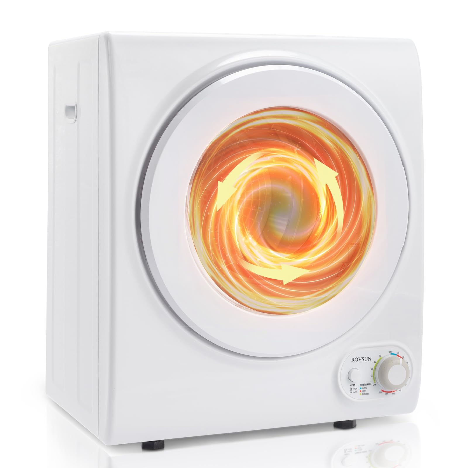 Bonnlo Portable Front Load Electric Clothes Dryer Machine - Compact Laundry Dryer with Stainless Steel Tub for Home, Apartment, Dorm - White (Classic Knob Control) - Perfect for Small Spaces & Quick Drying
