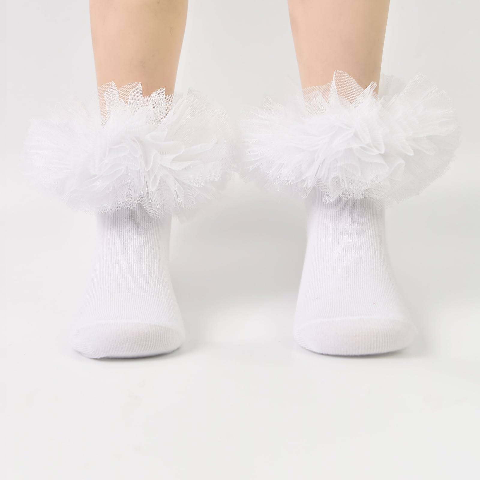 Fluffy Ruffled Edge Princess Dress Socks for Girls - Lace Dance Socks for Newborn, Baby, Toddler - Perfect for Ballet, Parties & Special Occasions