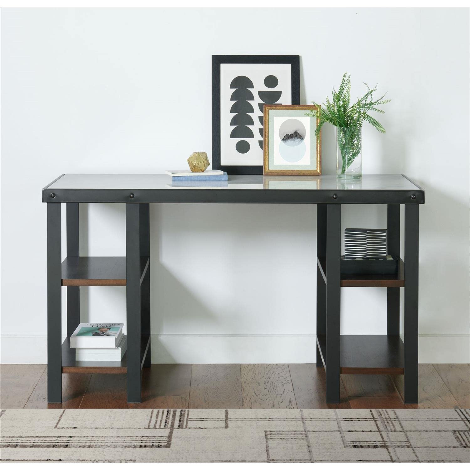Picket House Furnishings Juno Desk with White Marble Top - Modern Home Office Desk for Small Spaces, Study & Workstation - Perfect for Remote Work & Writing