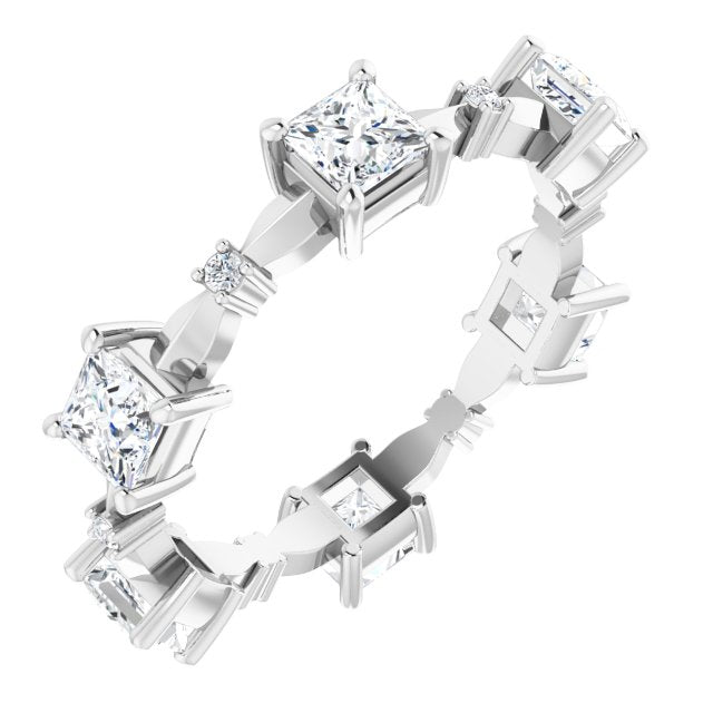 1.80 Carat Princess & Round Diamond Eternity Wedding Band - Elegant Stackable Ring for Anniversary, Engagement, or Bridal Jewelry Gift